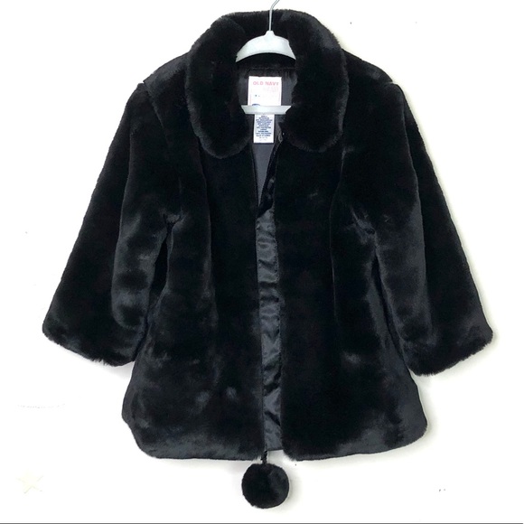 Old Navy Other - Old navy toddler faux fur black coat